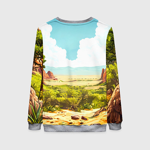 Женский свитшот Сурикат в саванне / 3D-Меланж – фото 2