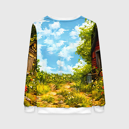 Женский свитшот Свинка в деревне / 3D-Белый – фото 2