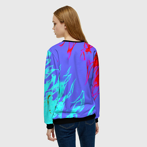 Женский свитшот Portal 2 neon flame steel / 3D-Черный – фото 4