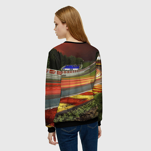 Женский свитшот Chevrolet Corvette на гоночной трассе / 3D-Черный – фото 4