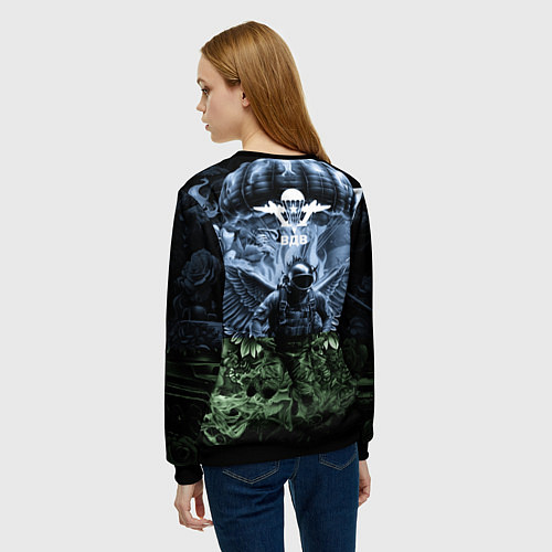 Женский свитшот Десант ВДВ в тоне флага десантиков / 3D-Черный – фото 4