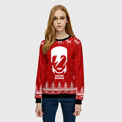 Свитшот женский Новогодний David Bowie с оленями, цвет: 3D-черный — фото 2