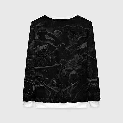 Женский свитшот Танк на фоне русского медведя и флага / 3D-Белый – фото 2