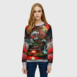 Свитшот женский Японская гора природа, цвет: 3D-меланж — фото 2