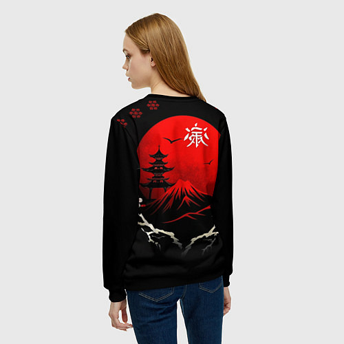Женский свитшот Japan red black nature / 3D-Черный – фото 4