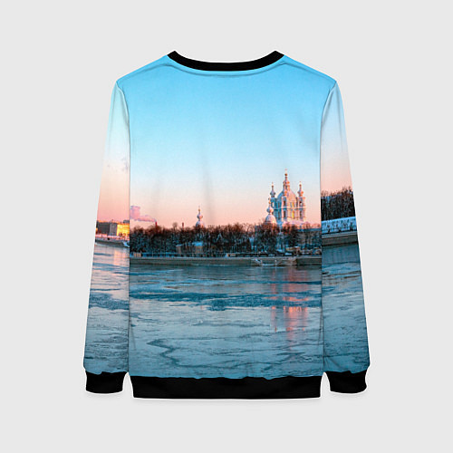 Женский свитшот Смольный собор в Санкт-Петербурге / 3D-Черный – фото 2