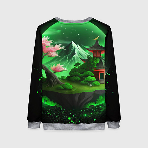 Женский свитшот Green nature Japan / 3D-Меланж – фото 2