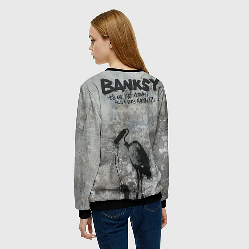 Женский свитшот Banksy - heart money / 3D-Черный – фото 4