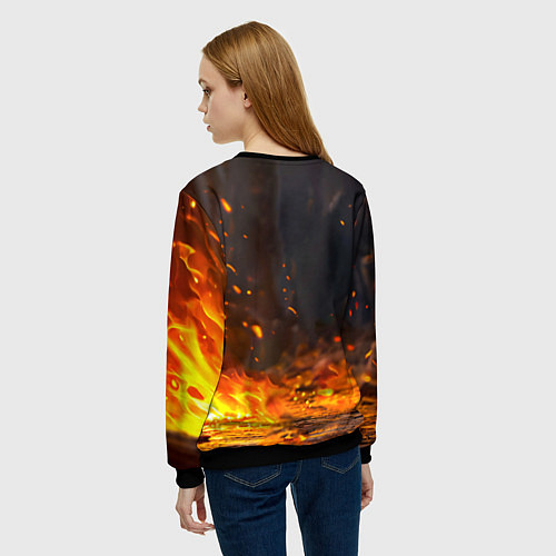 Женский свитшот Утенок в огне / 3D-Черный – фото 4