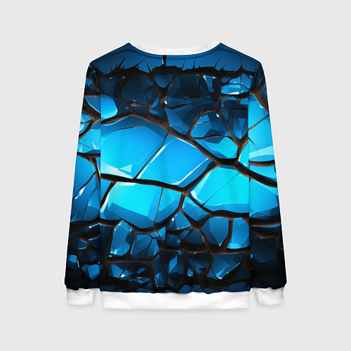 Женский свитшот Синяя текстура объемных плит / 3D-Белый – фото 2