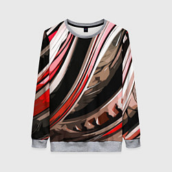 Женский свитшот Волнистая чёрно-красная абстракция