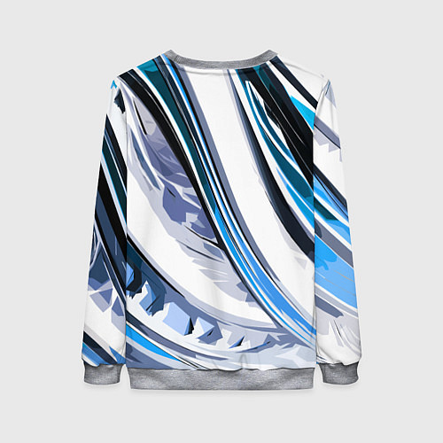 Женский свитшот Волнистая бело-синяя абстракция / 3D-Меланж – фото 2