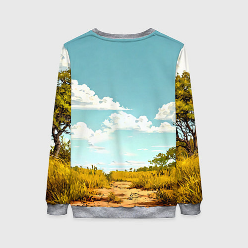Женский свитшот Страус в природе / 3D-Меланж – фото 2