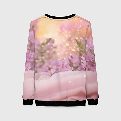 Женский свитшот Милая лисичка и сирень / 3D-Черный – фото 2