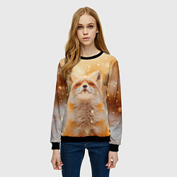 Свитшот женский Рыжая довольная лисица, цвет: 3D-черный — фото 2