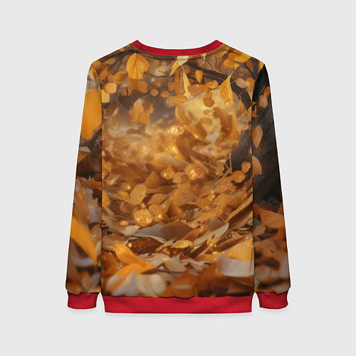Женский свитшот Лисица спит в осенних листьях / 3D-Красный – фото 2