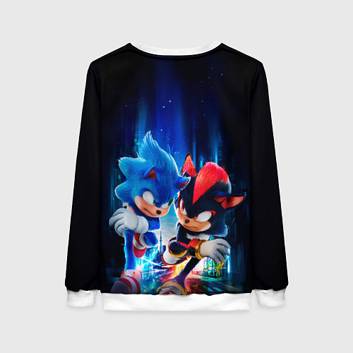 Женский свитшот Соник и Шэдоу бегут наперегонки / 3D-Белый – фото 2
