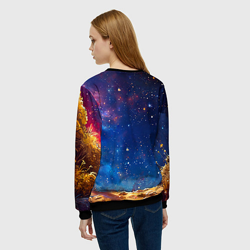Женский свитшот Краб в космосе / 3D-Черный – фото 4