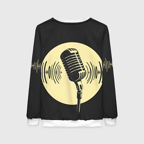 Женский свитшот Микрофон на черном фоне / 3D-Белый – фото 2
