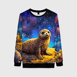 Женский свитшот Тюлень в космосе