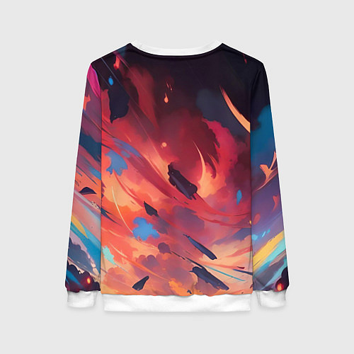 Женский свитшот Аниме девушка и ветер / 3D-Белый – фото 2