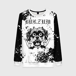 Свитшот женский Burzum - рок пес, цвет: 3D-белый
