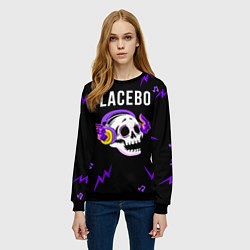 Свитшот женский Placebo неоновый череп, цвет: 3D-черный — фото 2