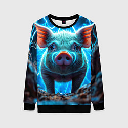 Женский свитшот Свинья и разряды молний