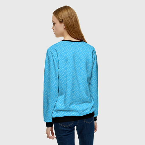 Женский свитшот Неоновый голубой лазурный однотонный текстура / 3D-Черный – фото 4