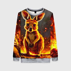 Женский свитшот Кенгуру в огне