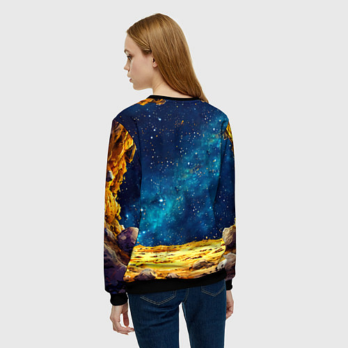 Женский свитшот Слон и космическое небо / 3D-Черный – фото 4