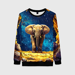 Женский свитшот Слон и космическое небо