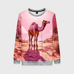 Женский свитшот Верблюд в розовой пустыне