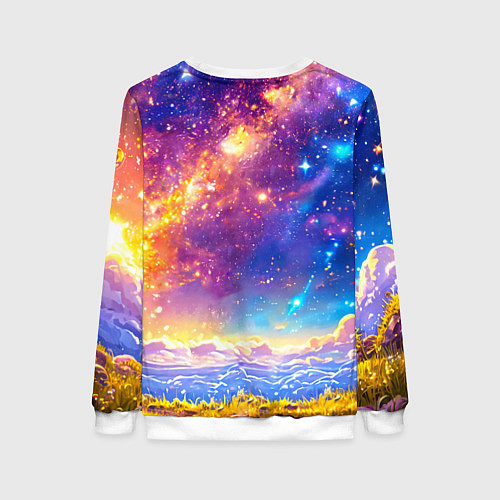 Женский свитшот Коровка и звездное небо / 3D-Белый – фото 2