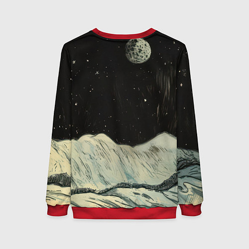 Женский свитшот Черный волк и белая волчица / 3D-Красный – фото 2