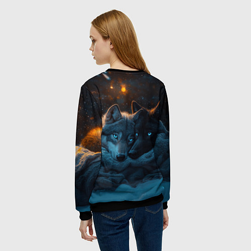 Женский свитшот Влюбленные волки вместе / 3D-Черный – фото 4