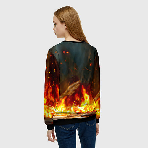 Женский свитшот Зайчик в огне / 3D-Черный – фото 4