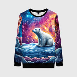 Женский свитшот Белый медведь и звездное небо