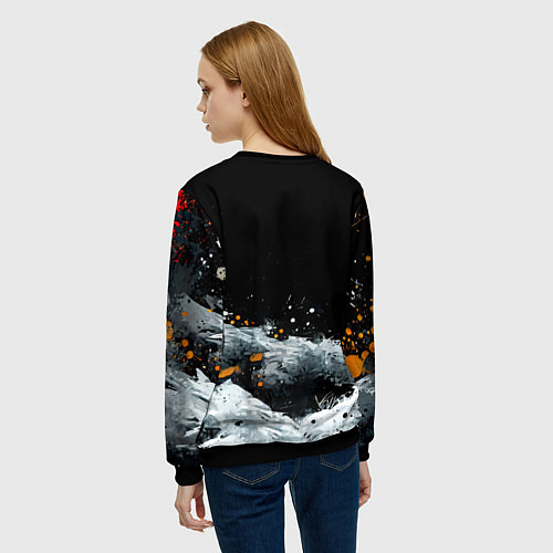 Женский свитшот Песец на черном / 3D-Черный – фото 4