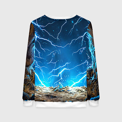 Женский свитшот Мамонт и разряды молний / 3D-Белый – фото 2