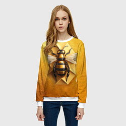 Свитшот женский Пчела на золоте, цвет: 3D-белый — фото 2