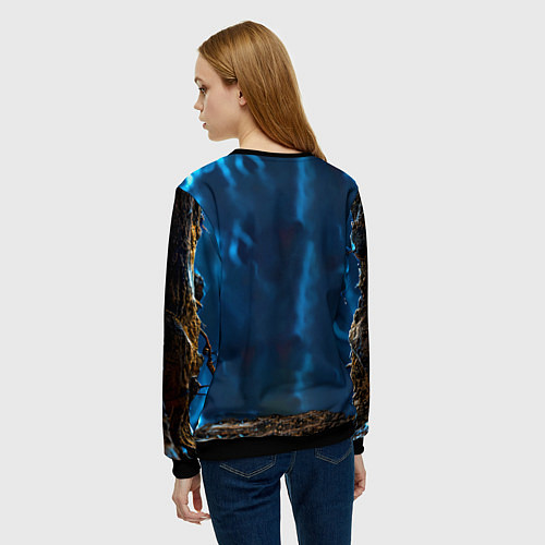 Женский свитшот Лемур и удар молнии / 3D-Черный – фото 4