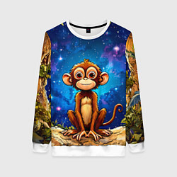 Женский свитшот Обезьянка в звездную ночь