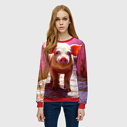 Свитшот женский Поросенок в розовом, цвет: 3D-красный — фото 2
