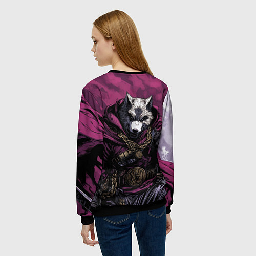 Женский свитшот Волк с золотым гербом РФ / 3D-Черный – фото 4