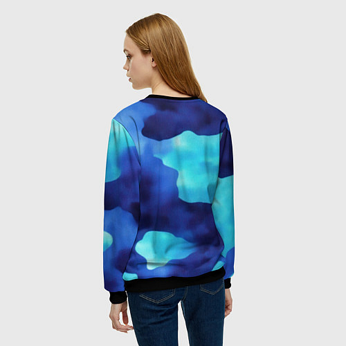 Женский свитшот Камуфляж в синих оттенках / 3D-Черный – фото 4