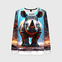 Женский свитшот Носорог в лучах