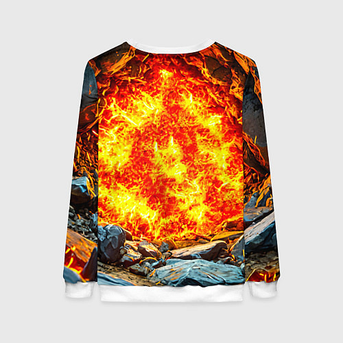 Женский свитшот Акула в огне / 3D-Белый – фото 2