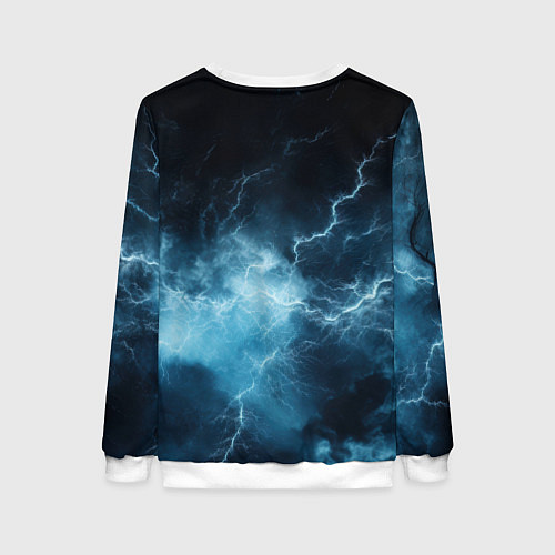 Женский свитшот Kingdom Come Deliverance 2 синие молнии / 3D-Белый – фото 2