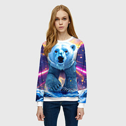 Свитшот женский Белый медведь идет по льдине, цвет: 3D-белый — фото 2